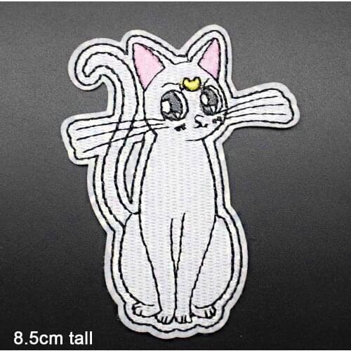 White Lady Cat Iron On Embroidered Clothes Patches For Clothing Stickers Garment Apparel Accessories
