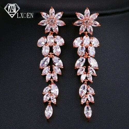 Brilliant Silver Color CZ Cubic Zircon Long Drop Earrings for Bridesmaid Women Wedding Earings Gift Jewelry