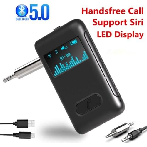 10H Playing Bluetooth 5.0 Receiver with LCD Display 3.5mm AUX RCA Jack Stereo Wireless Auido Adapter for Speaker Car kit Auto On