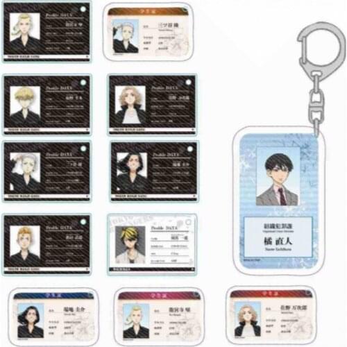 Anime Tokyo Revengers Sano Manjirō Hanagaki Takemichi Pendant Acrylic Keychain Keyring School Bag Charm Q Version Student Card
