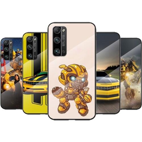 Tempered Glass Cover Hot Bumblebee Sports car For Huawei Honor 30 20 10 9X 8X Pro Plus Lite Shockproof Shell Phone Case