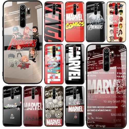 Tempered Glass Cover Marvel Avengers Logo Superhero For Xiaomi Redmi Note 10 10S 9T 9S 9 8T 8 7 5G Pro Max Phone Case Shell