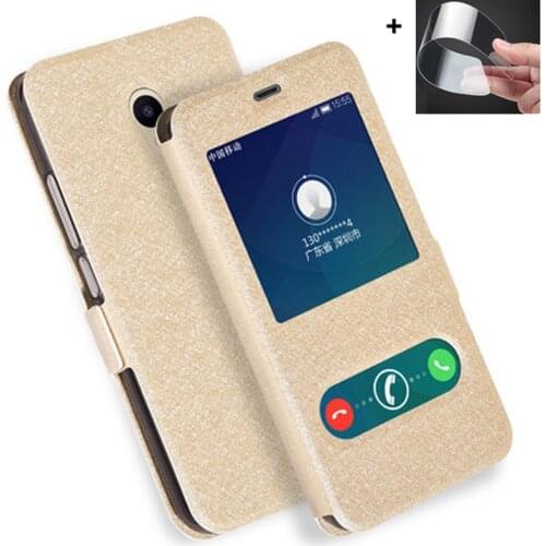 Open window case for Meizu M5 M5mni case meilan5 meizuM5 MINI PU Leather Flip back Cover cases for Meizu M5 Mini meilan 5 case