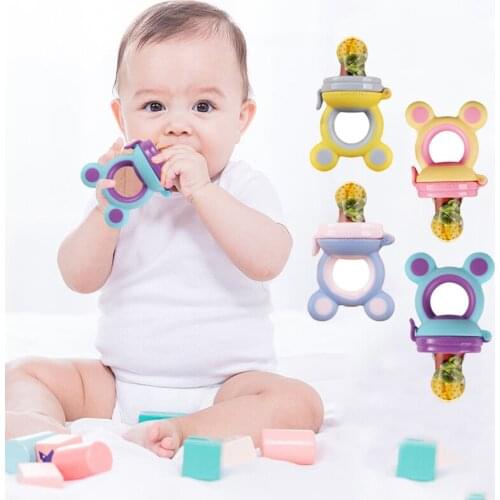 Baby Nipple Silicone Teether Pacifiers Fresh Food and Fruit Feeder Cartoon Toddler Safe Supplies Nipple Teat Pacifier Bottles