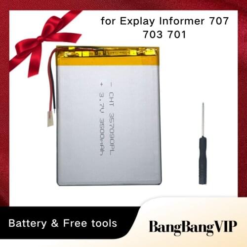 For Explay Informer 707 703 701 Battery Pack 2 Wire 3.7v 3500mah 7 Inch Tablet Lithium Polymer Battery