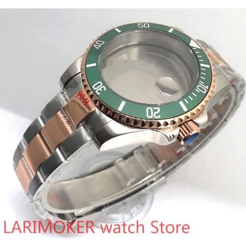Sealed back cover 904L stainless steel rose gold strap bracelet with 40mm sapphire glass ETA NH36 MH35 case bezel green