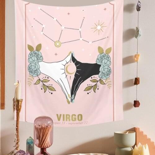 Tarot Card Tapestry Ouija Tapestry Tarot Card Tapestry Wall Hanging Divination Beach Mat Sun Moon Constellations Pink Wall Decor