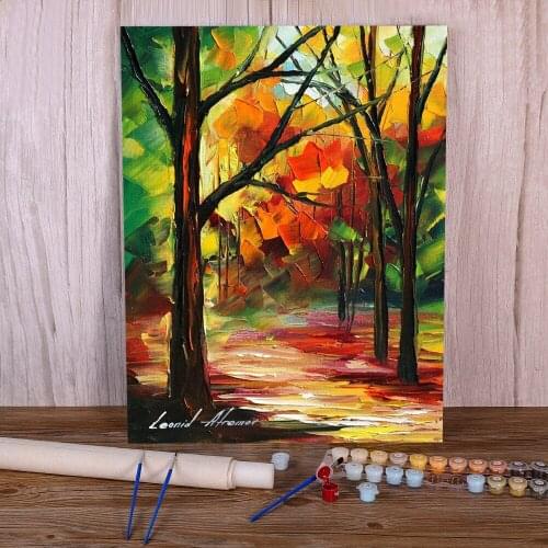 Noon In The Forest DIY Painting By Numbers Kit Acrylic Paints 40*50 Canvas Painting Home Decoration For Handiwork