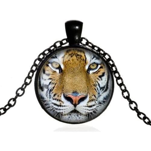 2017 New Tiger Pendant Necklace Tiger Glass Jewelry Man Fashion 4 Color Pendant Necklace Mens Charm Jewelry Wholesale
