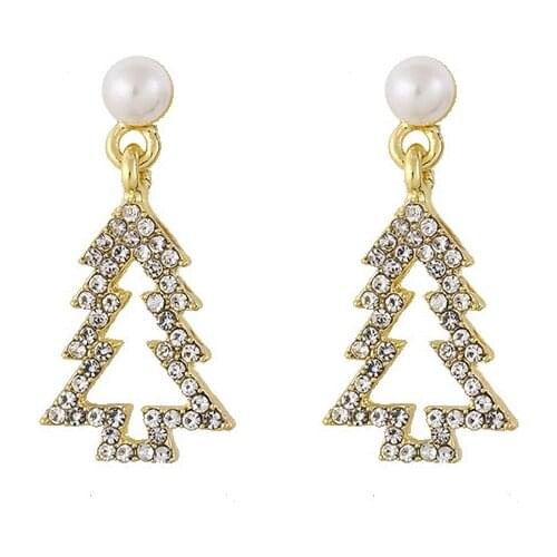 New Jewelry Full Of Crystal Fashion Simple Christmas Tree High Sense Temperament Earrings Wholesale Earrings For Women