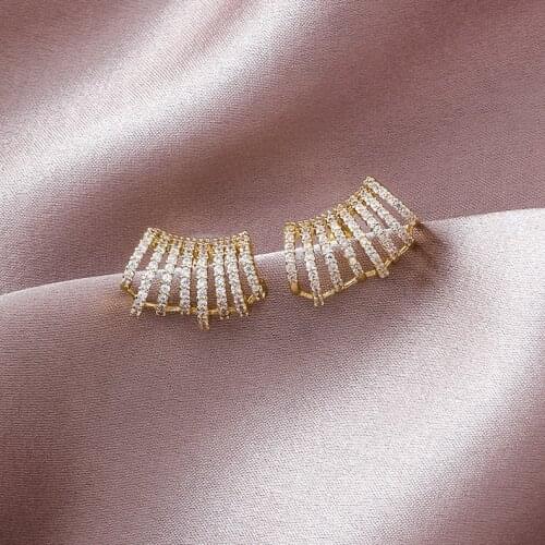 2020 new design fashion jewelry curved multilayer copper inlaid zircon earrings Creativity earrings for women