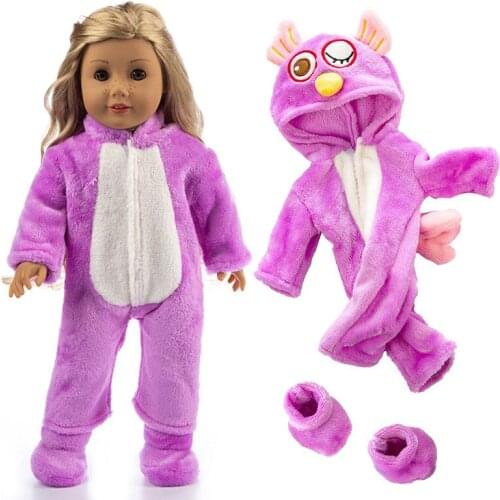 2021 New Pattern Plush Owl Pajamas Fit 18 Inch American&43cm Baby New Born Doll Clothes Accessories