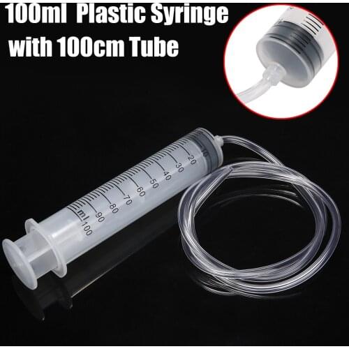 100ml Plastic Large Syringe Tube With 100cm Transparent Tube Measuring Injector for Testing Hydroponics Lab Nutrient Measuring