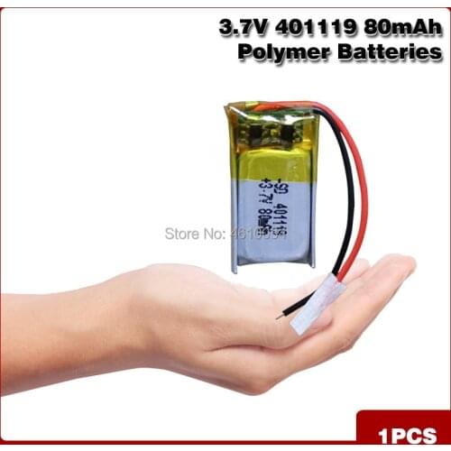 Polymer lithium ion battery 3.7V 401119 80mAh CE FCC ROHS MSDS quality certification Ultra small battery