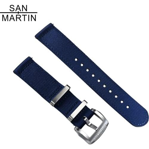 San Martin Quick Release Nylon Strap Premium Quality Buckle Simply Style Watch Band For Men 20mm 22mm Watches Accessories Parts