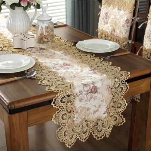 Embroidered Luxury European Table Runner Lace tea lace table cloth cover towel home Christmas tablecloth placemat Wedding decor