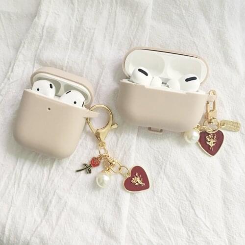 Luxury Rose Pearl Flower case For AirPods 2 Case AirPods PRO Cute Korea Flower KeyChain Earphone Case Cover for AirPods Case