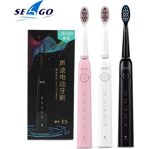 SEAGO Sonic Automatic Brush Adult Oral Health Smart Timer Toothbrush with 7 Replacement Brush Heads