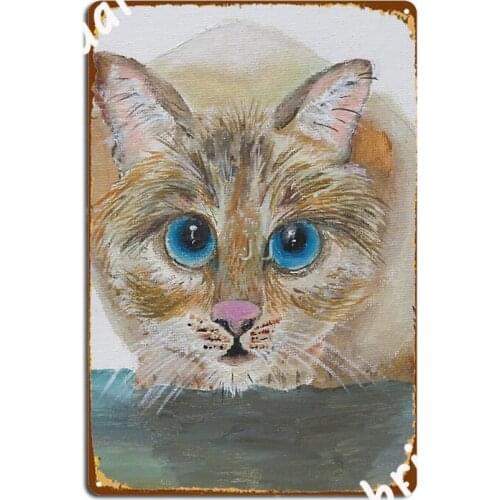 Blue Eye Cat Poster Metal Plaque Wall Decor Designing Mural Club Tin Sign Posters