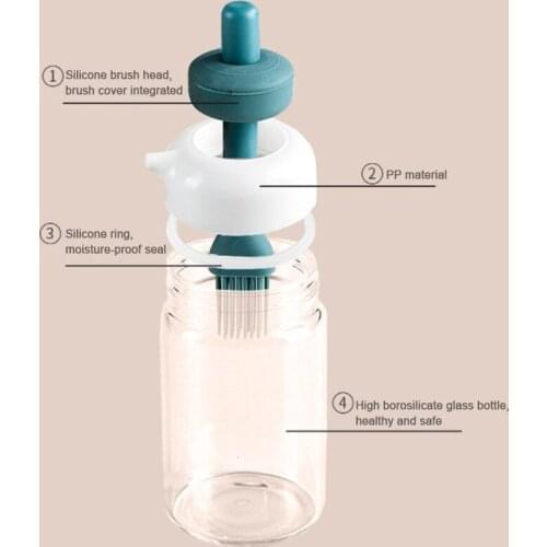 Oil Glass Bottle Dispenser Spice Bottles Jars Oil Brush Honey Lid Sauce Kitchen Kitchen oiler