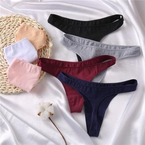 2021 Sexy Low-Rise Cotton Women Panties Comfortable T-Back G-String No Curling Female Intimates Lingerie Dropshipping