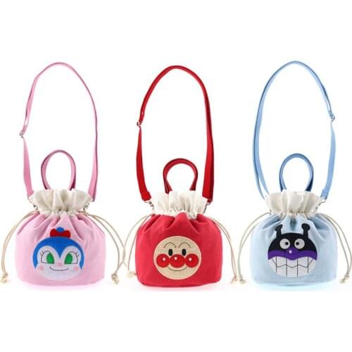 New Anpanman Messenger Bag Childrens Plush Backpack Drawstring Hand Carry Bucket Bag Girl Boy Change Handbag Shoulder Cute Bags