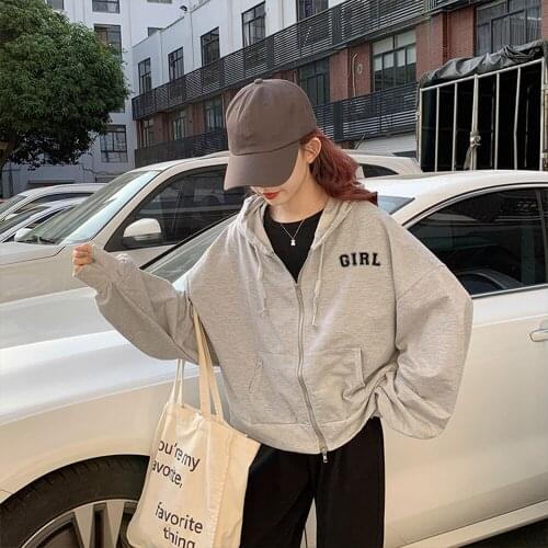 Women Sweetshirts Korean Zi[pper Hoodies Woman Cute for Friends Oversized Girl Letter Printed Graphic Zip Up Hoodie Sweatshirts