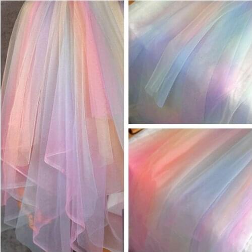 2Meters Rainbow Gradient Tulle Fabric DIY Sewing Baby Shower Tutu Skirt Princess Dress Wedding Party Decor African Mesh Fabric