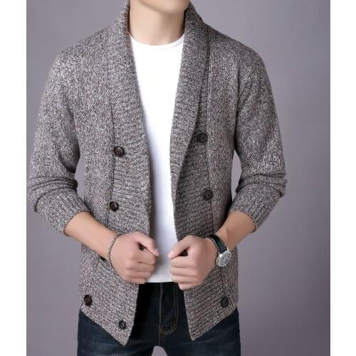 Long Sleeve Knitted Warm Sweaters Cardigan Cardigan Male Winter Casual Christmas Sweater LMX2 Solid Embroidery Buckle #myk56789g