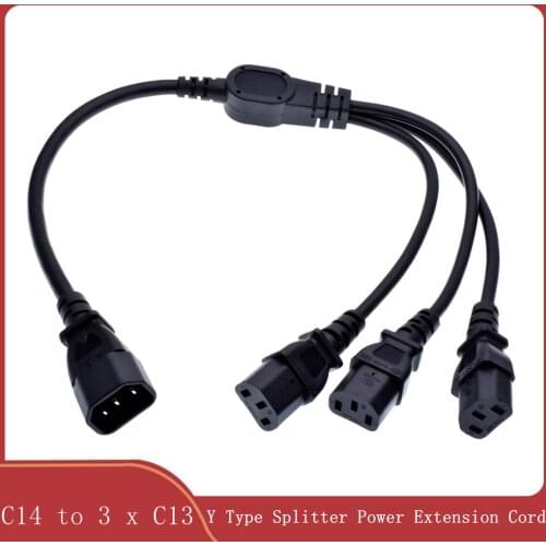 High Quality IEC 320 C14 Male Plug to 3XC13 Female Y Type Splitter Power Cord , C14 to 3 x C13, 250V/10A