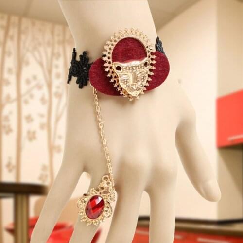 High quality retro lace bracelet with ring one chain fashion jewelry