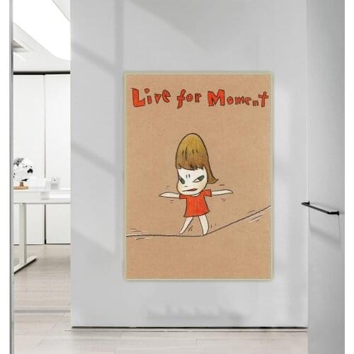 Yoshitomo Nara《Live for Moment》Cartoon Japanese Canvas Art Oil Painting Aesthetic Artwork Picture Wall Decor Home Decoration