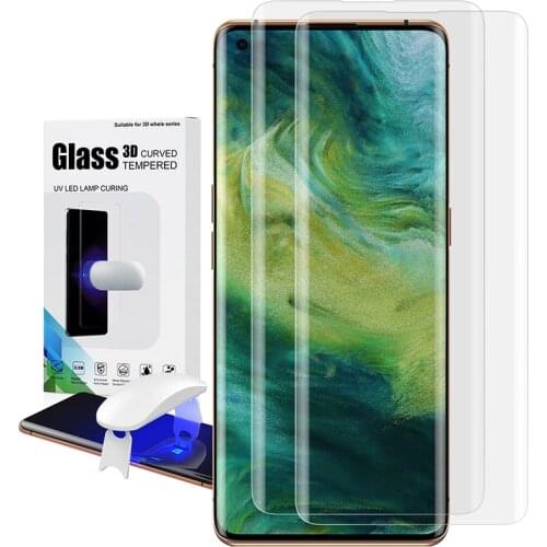 UV Tempered Glass For OPPO Find X2 Pro Full Cover Liquid Glue Screen Protector Curved Glue Film Mobile Phone Accessories Hot