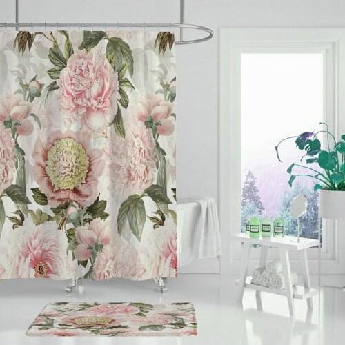 Shower curtain, bathroom curtain, home decoration, flower stamen, garden theme, bamboo waterproof display curtain