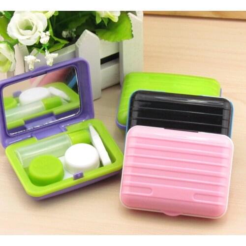 10pcs New Fashion High quality Contact lens case Travelled box Rectangle Carry mirror Pure color Nursing box Multicolor mixed