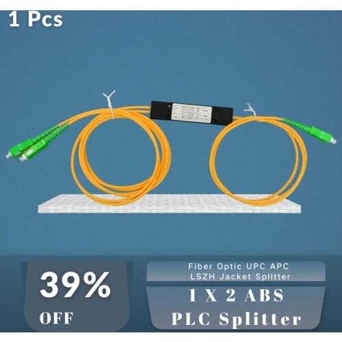 1X2 PLC ABS 1260/1650nm Ftth Fiber Optic Splitter Single Mode SC APC UPC GPON EPON 2.0mm Connector