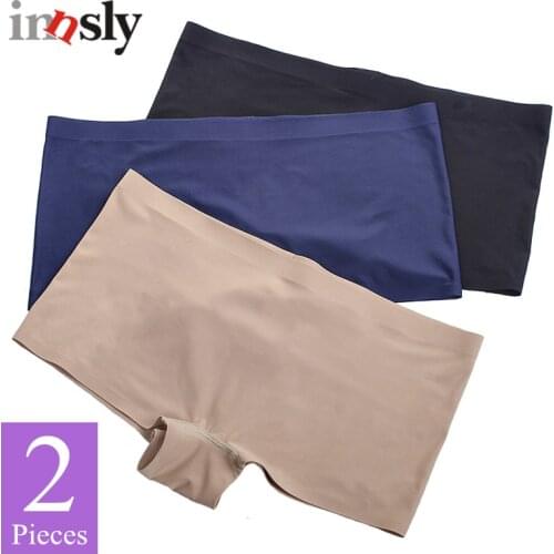 2 Pieces/Set Women Boyshorts Seamless Female Boxer Ice Silk Ladies Safety Short Pants Mid Waist Summer Underwear Women Panites