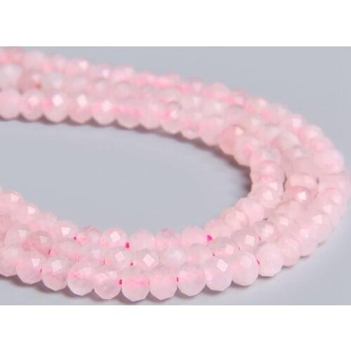4x6mm Flat Disk Natural Faceted Pink Rose Crystal Quartz Stone Beads Charm For Jewelry Making Bracelet Accessory Handmade gifts