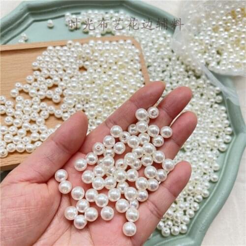 50g/8mm Creamy White Handmade Beads Handmade DIY Clothing Slippers Lace Trim Accessories