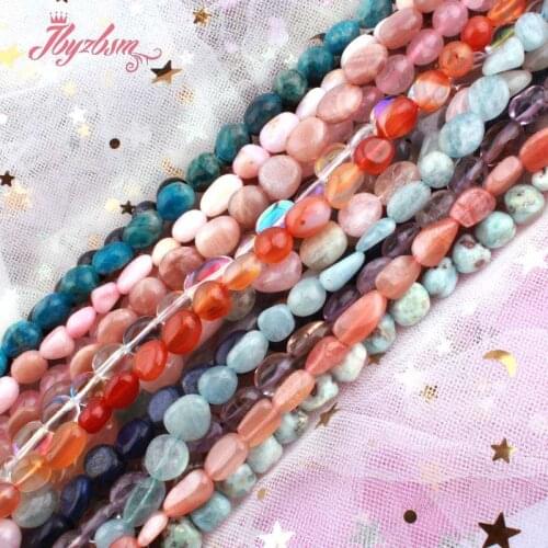 5x8-10x12mm Freeform Apatite Amazonite Tiger Eye Loose Natural Stone Beads For DIY Necklace Bracelet Jewelry Making Strand 15"