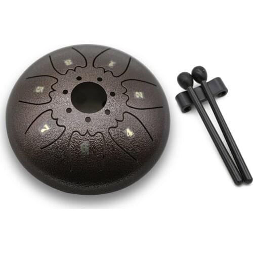 6in Metal Tongue Drum Mini 8-Tone Hand Pan Drums with Drumsticks Percussion Musical Instruments Strictly Hand-tuned