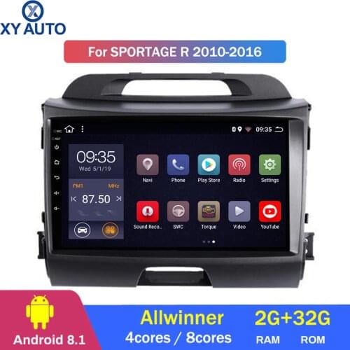 9 inch 2.5D IPS HD multi-touch screen Android8.1 2G RAM 32G ROM NAVI For KIA Sportage R 2010-2016 with Bluetooth USB WIFI SWC