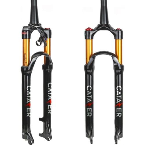 CATAZER MTB 26/27.5/29er Air Suspension Fork Travel 120mm, QR 9mm Hydraulic/Remote Lockout Standard Tapered Stem Tube XC AM