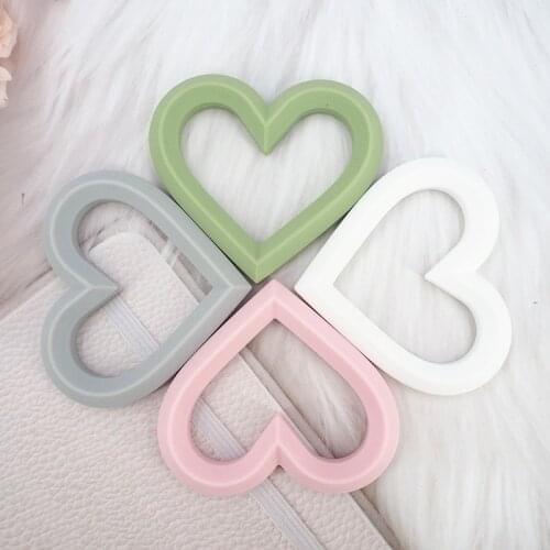 Chenkai 10PCS Silicone Heart Teether BPA Free Food Grade Chewable Pacifier Pendant For Infant Nursing Necklace Accessories