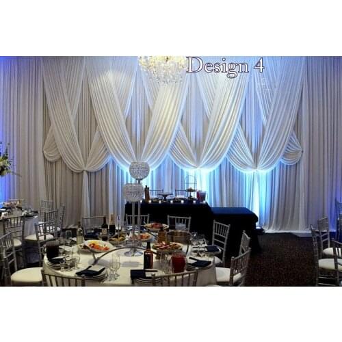 10ft x 20ft Luxury Pure White Wedding Backdrop Stage Curtain with Fabric swags and drapes for wedding baby shower party decor