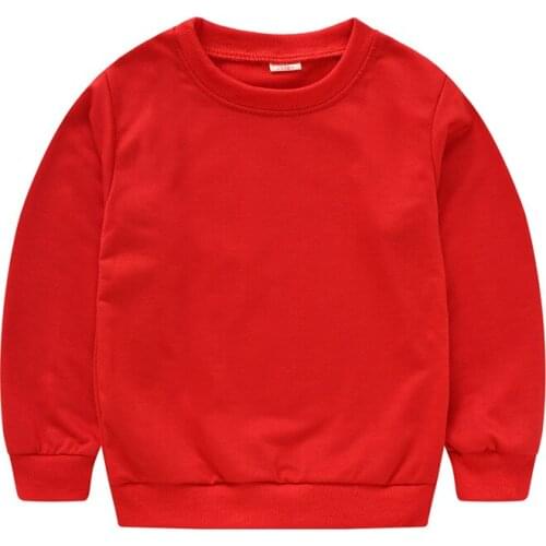 Boys Girls T-shirt Autumn Long Sleeve Kids Girl Solid Color Clothes Children Cototn Sweatshirt CRL102