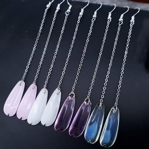 S925 Silver Hook Hypoallergenic Long Female Earrings Four-color Jewel Earrings
