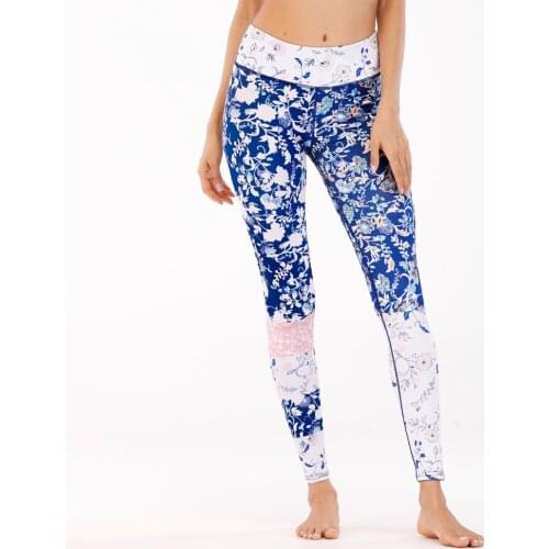 Hot Sale New Style Flower Print Yoga Pants Sports Leggings Fitness Trousers Women