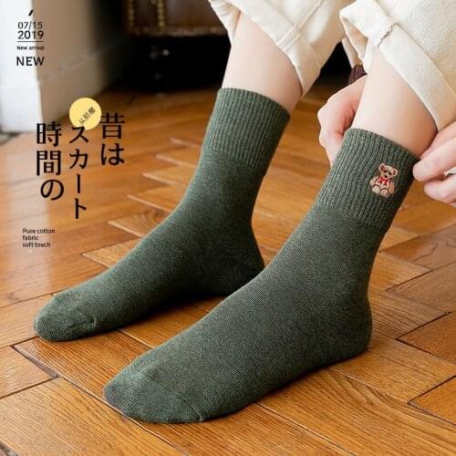 Cartoons Cotton Women Socks Cute Bears Japanese Kawayi Funny Socks Adult Casual Pretty Crew Socks Autumn Winter