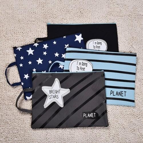 Cool Planet A4 Canvas Bag Zipper Fabric File Folder For Documents Stationery 33*25cm Portable Document Bags School Suppliers